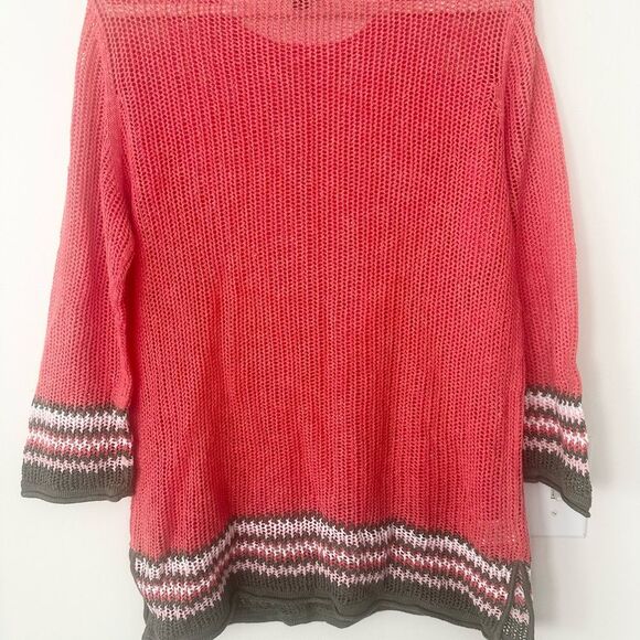 Tommy Bahama Salmon Open Knit Tunic Style Sweater XL - Picture 5 of 7